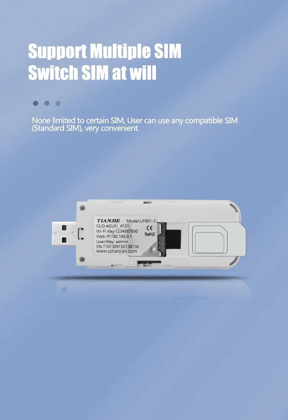 image-TIANJIE 3G 4G Universal WiFi Router LTE FDD GSM Mobile Portable Mini Wireless USB Modem Dongle with SIM Card Slot WI-FI Sticker