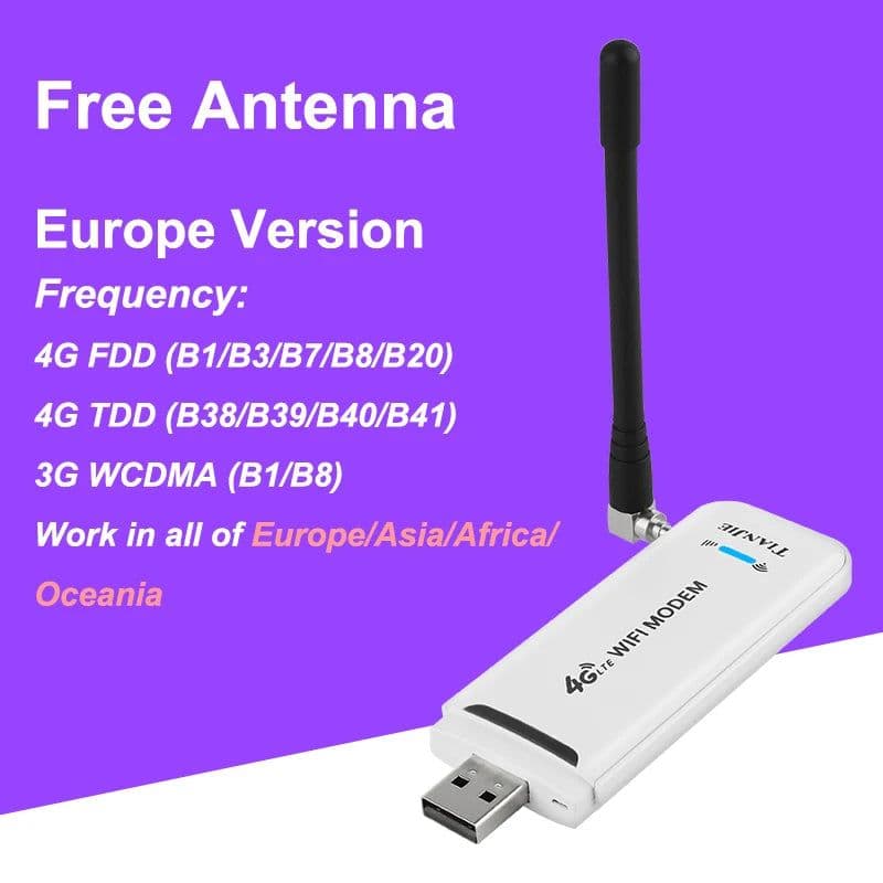 image-TIANJIE 3G 4G Universal WiFi Router LTE FDD GSM Mobile Portable Mini Wireless USB Modem Dongle with SIM Card Slot WI-FI Sticker