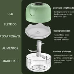 image-Mini Processador Elétrico de Alimentos Portátil com 3 lâminas de aço inox USB 250 ml Bivolt