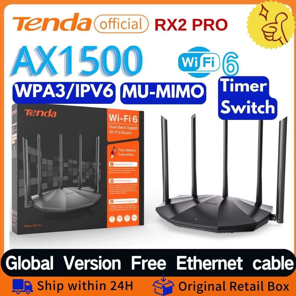 image-Tenda WIFI 6 Gigabit Router AX1500 RX2 Pro 1500mbps Dual-Band Wireless Repeater 2.4G&5Ghz AX1500 Tenda Internet WIFI MESH Router