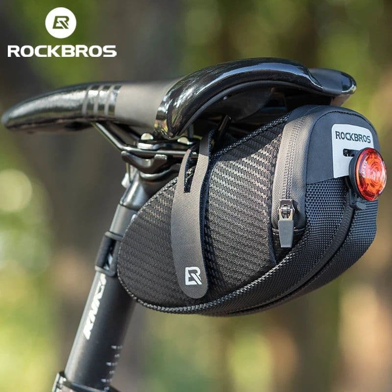image-ROCKBROS Bicycle Saddle Bag 3D Shell Rainproof Reflective Shockproof Cycling Bike Tube Rear Tail Seatpost Bag Bike Accessories