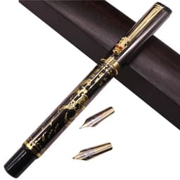 image-Fountain Pen Wholesale Holy Glyph Bend Relief Calligraphy Art Pen Calligraphy Pen The Gifts Were Two Nib Extra Two Pen Tips