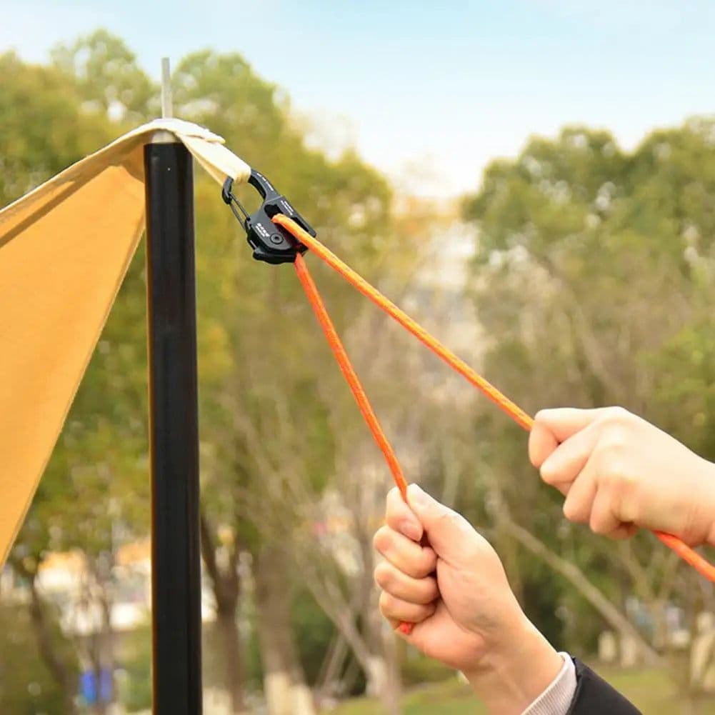 image-Camping Accessories Durable Aluminum Alloy Tent Rope Tensioner for Lightweight Portable Camping Gear Strong for Outdoor