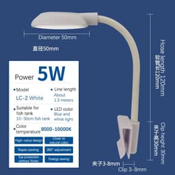 image-5W USB Plugs Fish Tanks Clip-on Light Clamp Aquarium Lights LED Beads White And Blue Lights 360-Degree Rotations