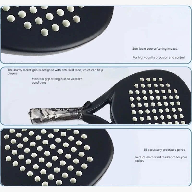 image-Carbon Fiber Paddle Racket Soft EVA Face Tennis Raqueta With Padel Racket Bag For Men Women Training Professional 3k