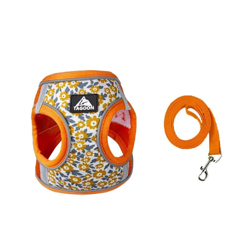 image-Dog Harness Vest and Leash Set Dog Clothing Small Dog Reflective Breathable Adjustable Outdoor Walking Chest Strap Pet Supplies