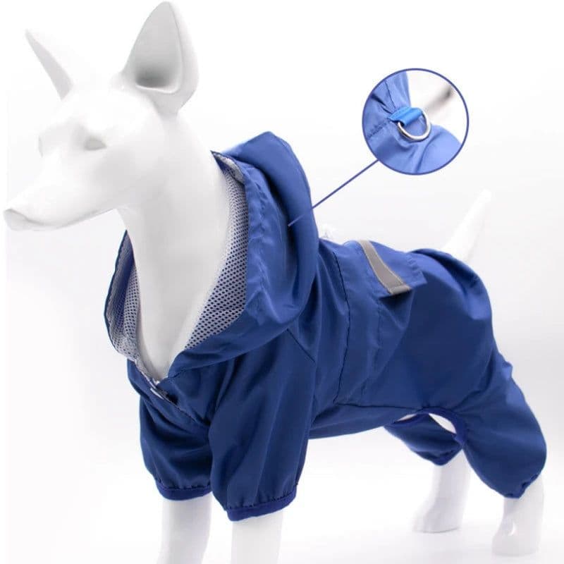 image-Outdoor Waterproof Hooded Dog Raincoat Fashionable Simple Solid Pet Clothing Four-legged Camouflage Small Dog Costume Rain Coat