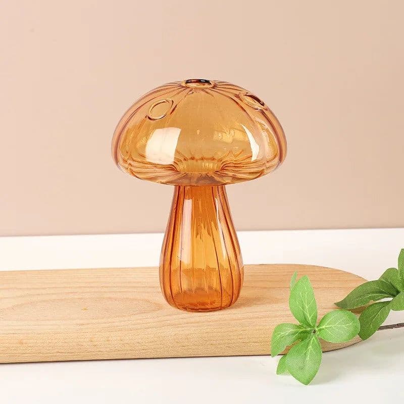 image-Transparent Jelly Color Mushroom Glass Vase Aromatherapy Bottle Home Small Vase Hydroponic Flower Pot Simple Table Decoration