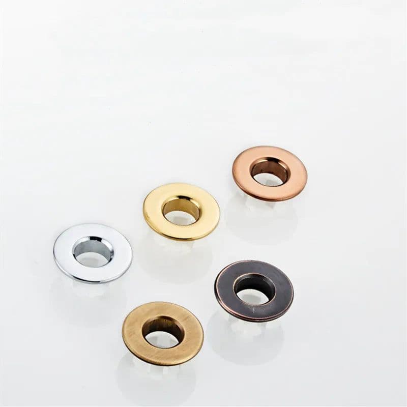 image-Bathroom Black/Gold/Silver Sink Round Hole Overflow Cover Basin Ceramic Pots Overflow Covers Kitchen Sink Bathroom Accessories