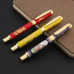 image-luxury quality CHINESE Blue and White Porcelain Fountain Pen peony Flower Painting Nib ink pens Stationery Office supplies new