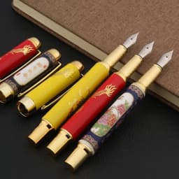 image-luxury quality CHINESE Blue and White Porcelain Fountain Pen peony Flower Painting Nib ink pens Stationery Office supplies new