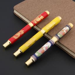 image-luxury quality CHINESE Blue and White Porcelain Fountain Pen peony Flower Painting Nib ink pens Stationery Office supplies new
