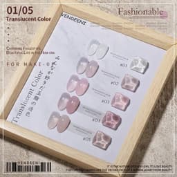 image-Vendeeni 40 Colors Translucent Gel Nail Polish Nude Pink Skin Tone Nail Art Gel Polish Lacquer UV Soak Off Gel Varnish 15ml