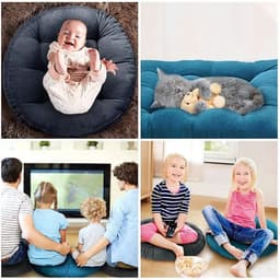 image-Inyahome Meditation Floor Round Pillow for Seating on Floor Solid Tufted Thick Pad Cushion For Yoga Balcony Chair Seat Cushions