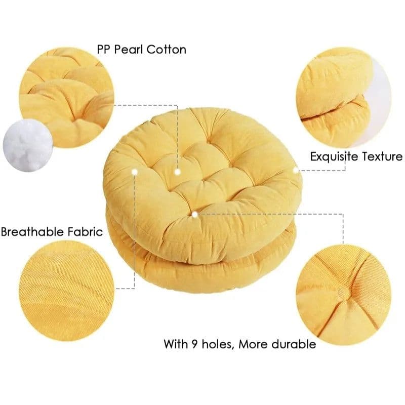 image-Inyahome Meditation Floor Round Pillow for Seating on Floor Solid Tufted Thick Pad Cushion For Yoga Balcony Chair Seat Cushions