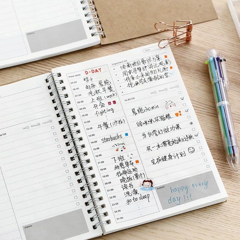image-2024 Notebooks Agendas Planner Diary Weekly Spiral Organizer Libretas A5 Note Books Monthly Kraft Paper Schedule Filofax