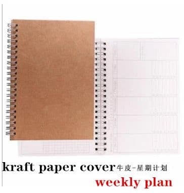 image-2024 Notebooks Agendas Planner Diary Weekly Spiral Organizer Libretas A5 Note Books Monthly Kraft Paper Schedule Filofax