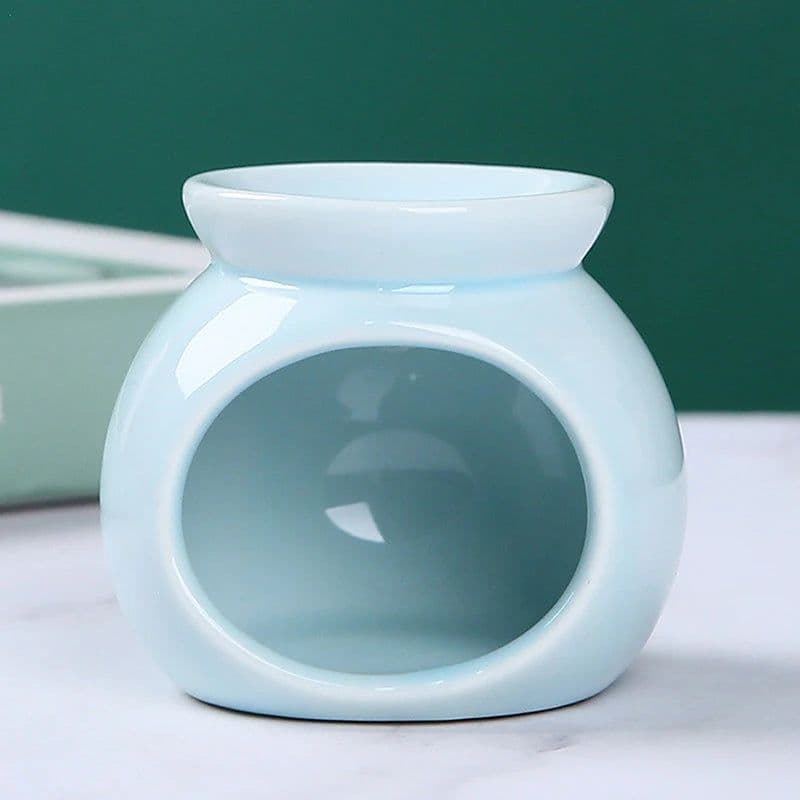 image-Porcelain Aroma Burner Essential Oil Furnace Mini Candle Holder Solid Color Ceramic Crafts Aromatherapy Diffuser Home Decor