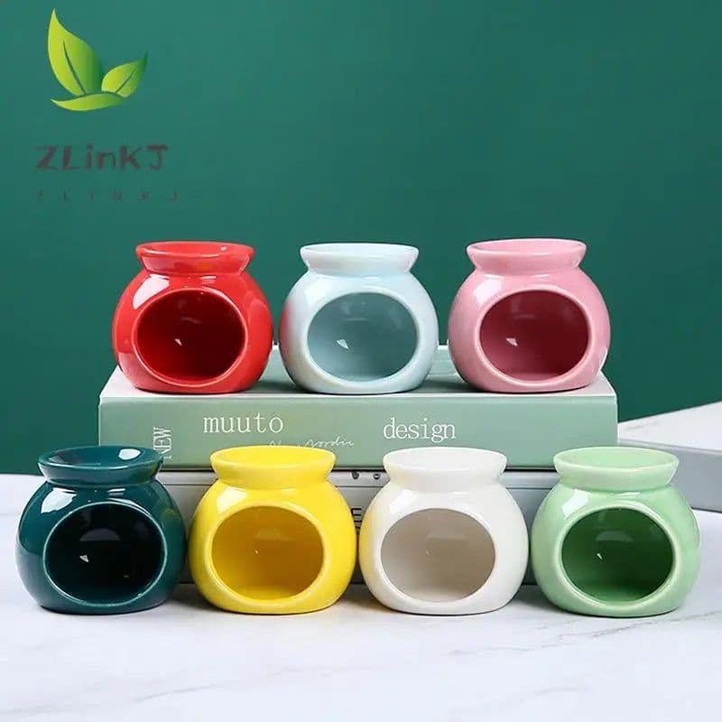 image-Porcelain Aroma Burner Essential Oil Furnace Mini Candle Holder Solid Color Ceramic Crafts Aromatherapy Diffuser Home Decor