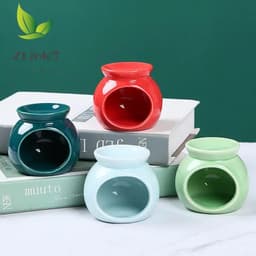 image-Porcelain Aroma Burner Essential Oil Furnace Mini Candle Holder Solid Color Ceramic Crafts Aromatherapy Diffuser Home Decor