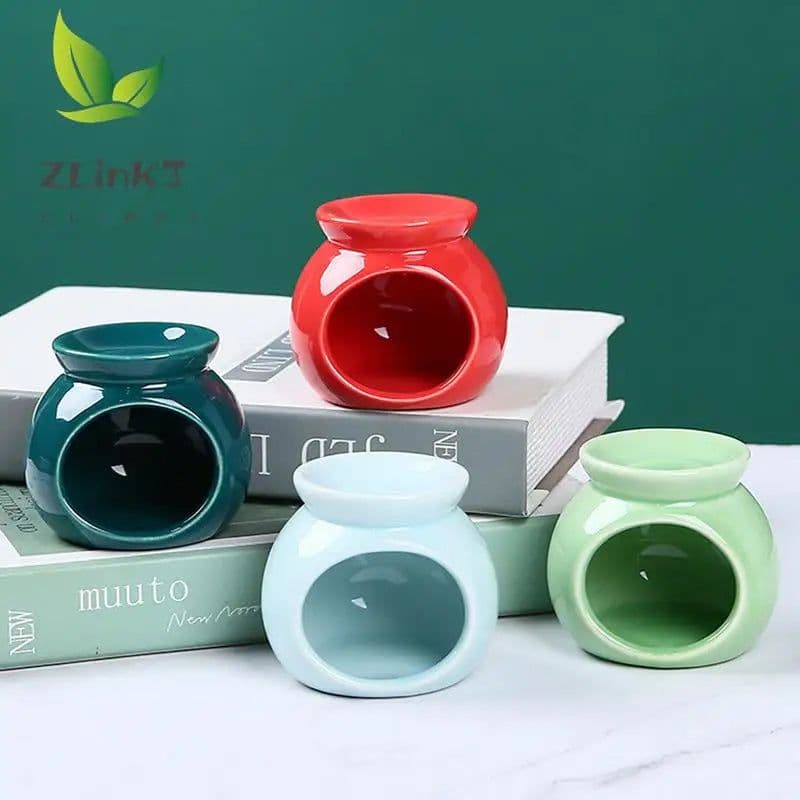 image-Porcelain Aroma Burner Essential Oil Furnace Mini Candle Holder Solid Color Ceramic Crafts Aromatherapy Diffuser Home Decor