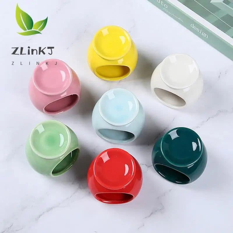 image-Porcelain Aroma Burner Essential Oil Furnace Mini Candle Holder Solid Color Ceramic Crafts Aromatherapy Diffuser Home Decor