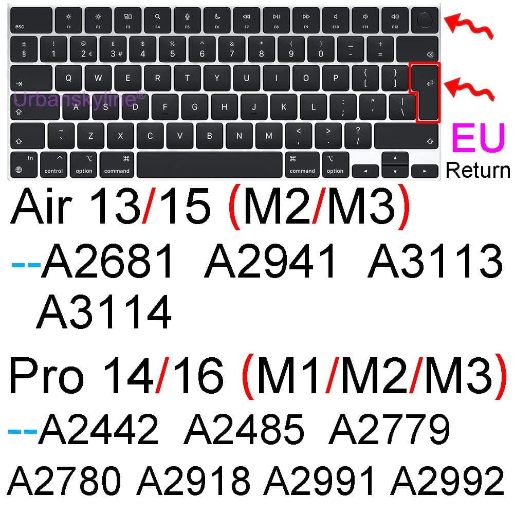 image-Keyboard Cover for Macbook Air 13 M2 15 Pro 14 M3 13 M1 16 Retina 11 Silicone Protector Skin Case A3113 A3114 A2681 A2941 A2992