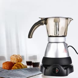 image-3 to 6 Cup Maker Electric Italian Coffee Top Moka Pot Percolators Tool Filter Cartridge EU Plug Aluminium 220V
