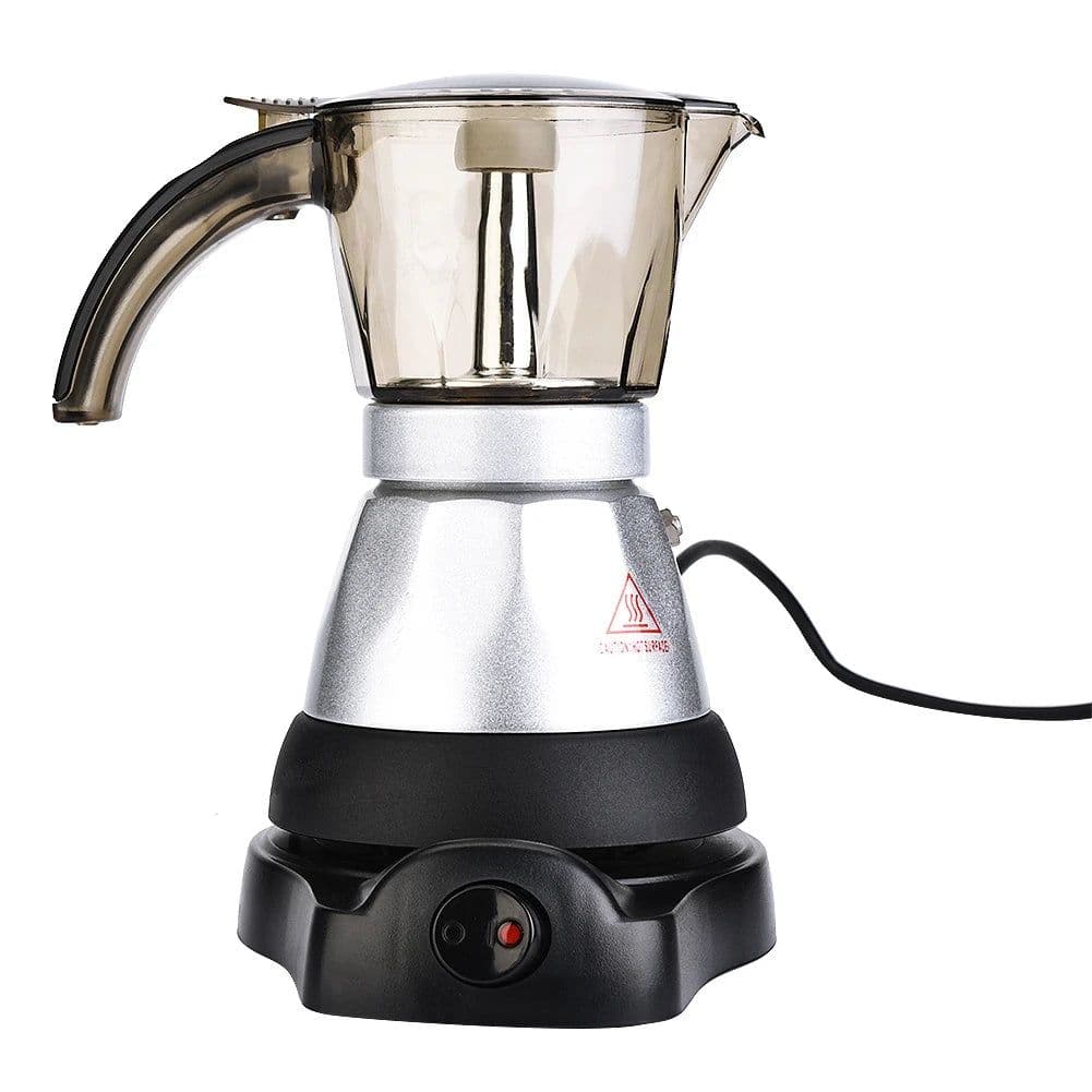 image-3 to 6 Cup Maker Electric Italian Coffee Top Moka Pot Percolators Tool Filter Cartridge EU Plug Aluminium 220V