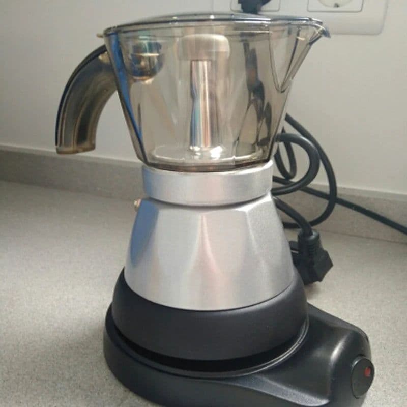 image-3 to 6 Cup Maker Electric Italian Coffee Top Moka Pot Percolators Tool Filter Cartridge EU Plug Aluminium 220V