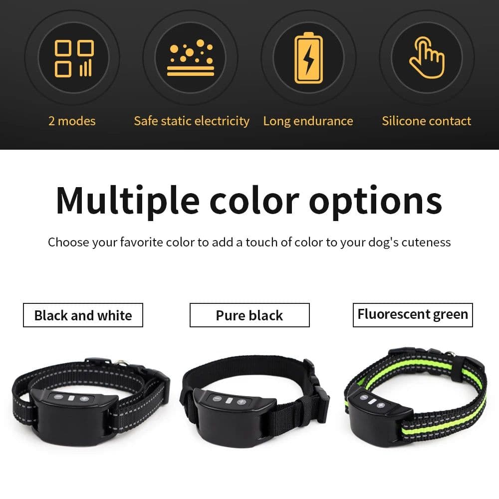 image-USB Rechargeable Dog Training Collars Auto Anti-Bark Collar Safety Static Shock 7 Sensitivity Level Nylon Collar Pet Supplies