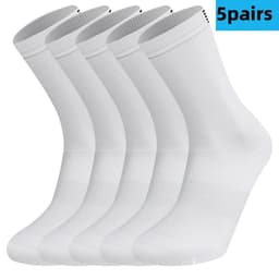 image-5 Pairs Cycling Socks Men Women Breathable Crew Bike Running Socks Fashion Compression Climbing Travelling Walking Hiking Socks