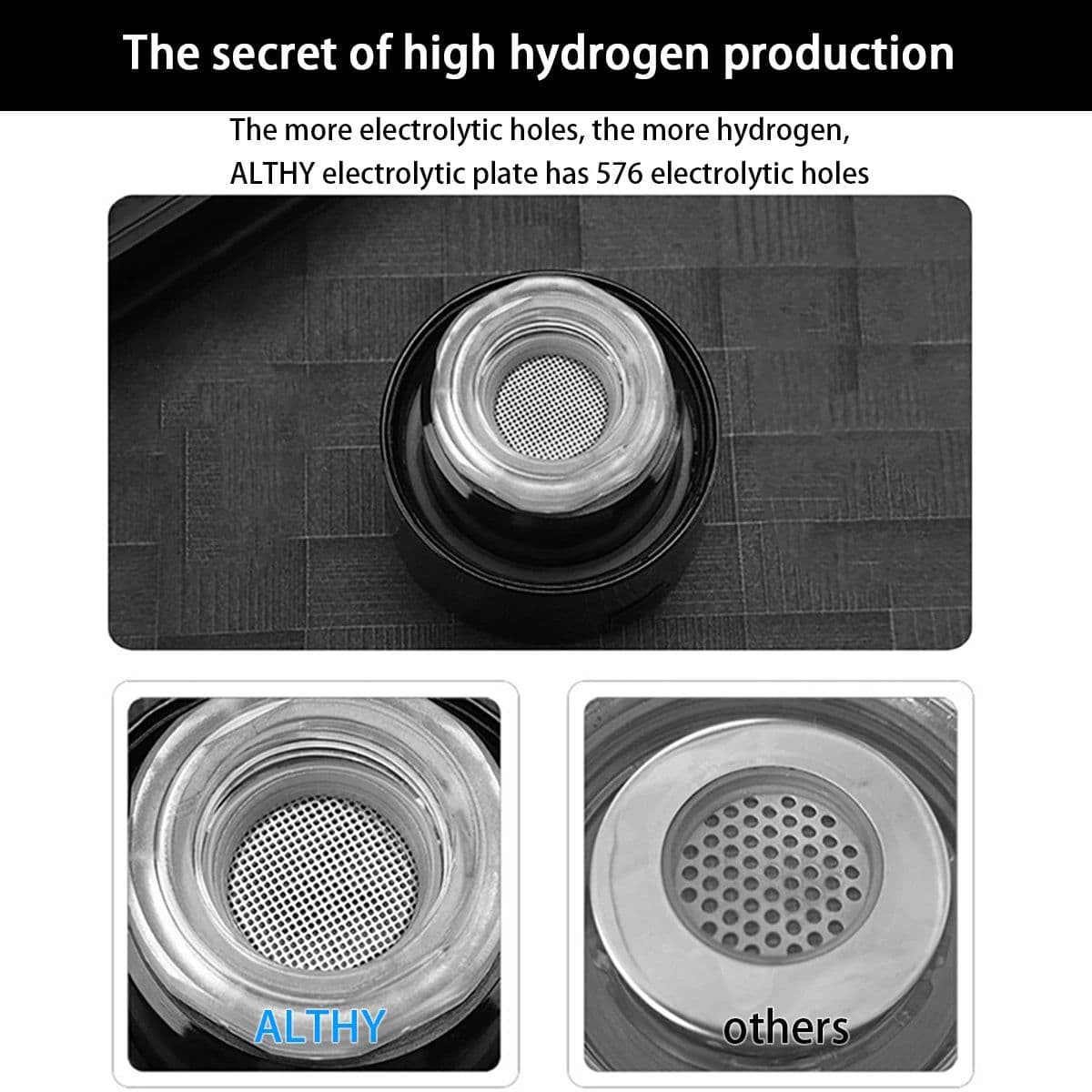 image-ALTHY Hydrogen Rich Water Generator Bottle - Glass Cupbody - DuPont SPE & PEM Dual Chamber Maker Ionizer - H2 Inhalation Device