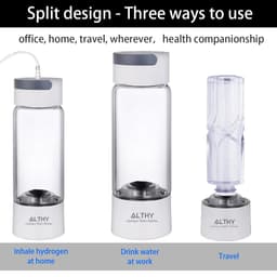 image-ALTHY Hydrogen Rich Water Generator Bottle - Glass Cupbody - DuPont SPE & PEM Dual Chamber Maker Ionizer - H2 Inhalation Device