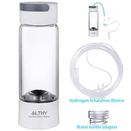 image-ALTHY Hydrogen Rich Water Generator Bottle - Glass Cupbody - DuPont SPE & PEM Dual Chamber Maker Ionizer - H2 Inhalation Device