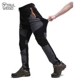image-TRVLWEGO Men Summer Hiking Pants Wear-resistant Water Splash Prevention Quick Dry UV Proof Elastic Thin Camping Trousers