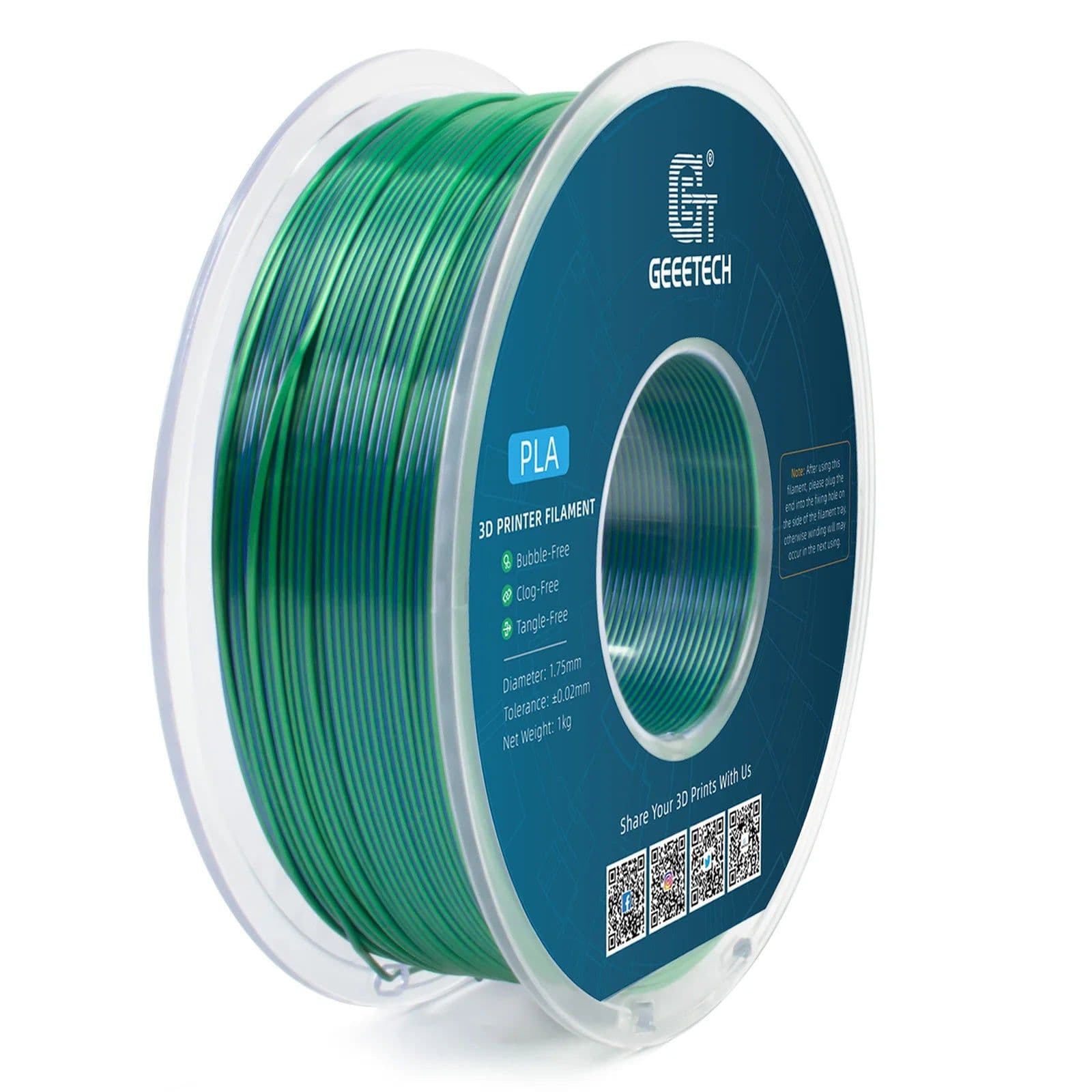 image-Geeetech Double Colors BiColor Silk PLA Filament , 3D Filament 1,75 mm 1KG Spool Wire (+/-0.03mm) Vacuum packaging