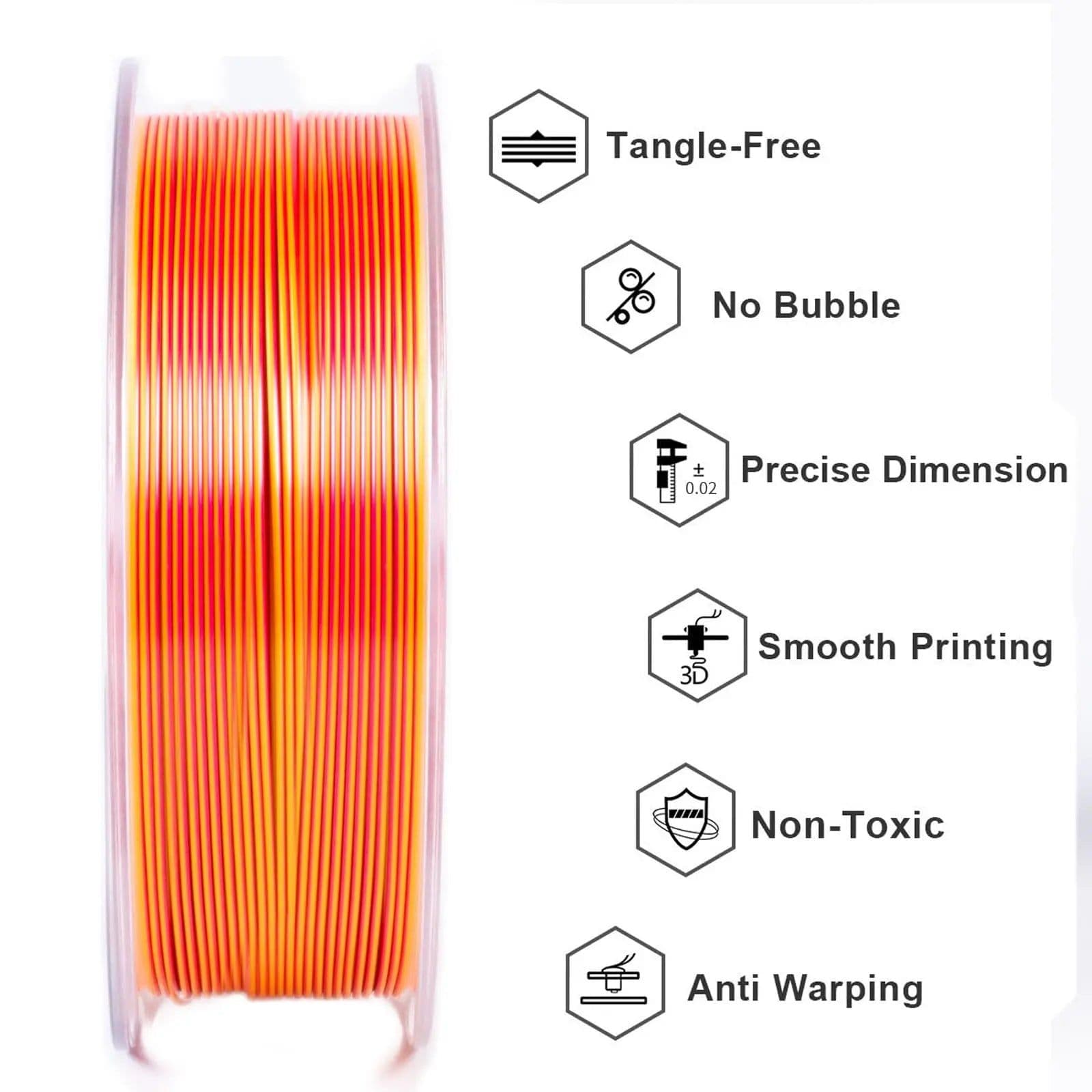 image-Geeetech Double Colors BiColor Silk PLA Filament , 3D Filament 1,75 mm 1KG Spool Wire (+/-0.03mm) Vacuum packaging