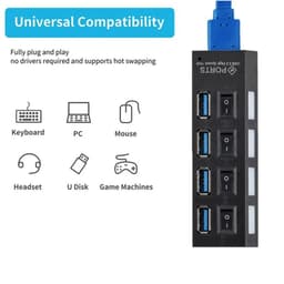 image-USB 3.0 Hub 5Gbps High Speed Multi USB Splitter 3 Hab Use Power Adapter 4 Port Multiple Expander Hub With Switch For PC Laptop