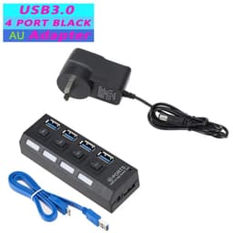 image-USB 3.0 Hub 5Gbps High Speed Multi USB Splitter 3 Hab Use Power Adapter 4 Port Multiple Expander Hub With Switch For PC Laptop