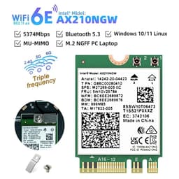 image-WiFi Intel AX210 Bluetooth 5.3 M.2 Wireless Card AX210NGW 5374Mbps 2.4Ghz 5Ghz 6Ghz 802.11ax Wifi Adapter For laptop PC