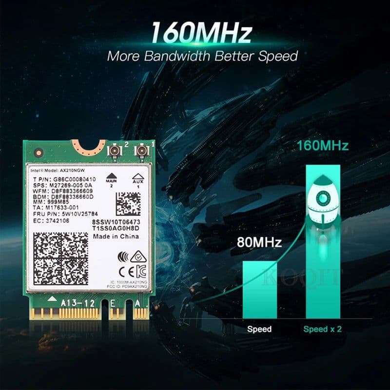 image-WiFi Intel AX210 Bluetooth 5.3 M.2 Wireless Card AX210NGW 5374Mbps 2.4Ghz 5Ghz 6Ghz 802.11ax Wifi Adapter For laptop PC