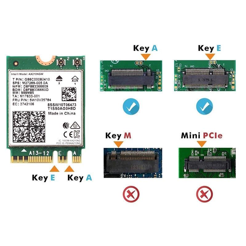 image-WiFi Intel AX210 Bluetooth 5.3 M.2 Wireless Card AX210NGW 5374Mbps 2.4Ghz 5Ghz 6Ghz 802.11ax Wifi Adapter For laptop PC