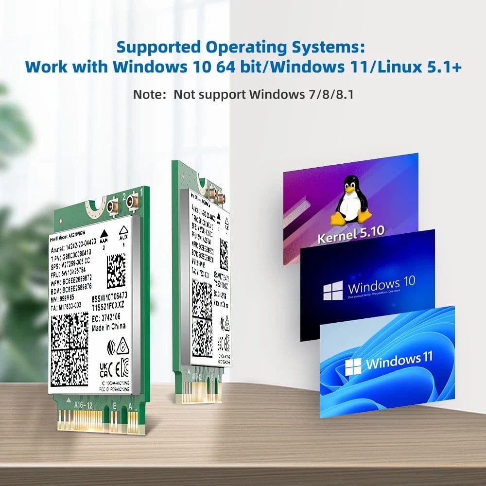 image-WiFi Intel AX210 Bluetooth 5.3 M.2 Wireless Card AX210NGW 5374Mbps 2.4Ghz 5Ghz 6Ghz 802.11ax Wifi Adapter For laptop PC