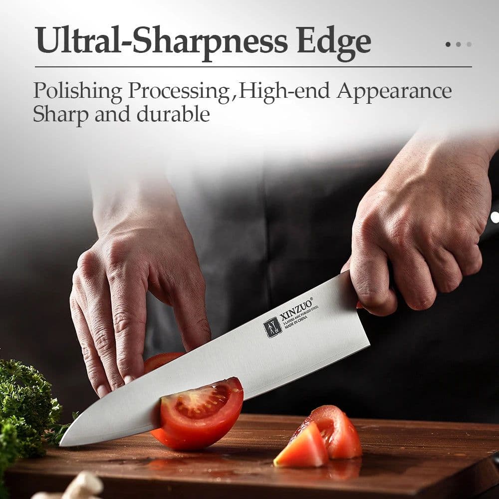 image-XINZUO 210mm Chef Knife 3 Layer 440C Core Clad Steel Kitchen Knives Stainless Steel Sharp Butchers Gyutou Knife with G10 Handle