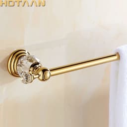 image-60cm Bathroom Single Towel Bar Towel Rack Towel Holder Solid stainless steel Golden Crystal Decoration Bathroom Accessories