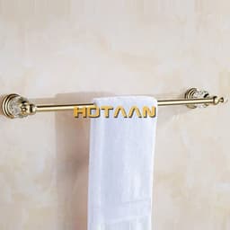 image-60cm Bathroom Single Towel Bar Towel Rack Towel Holder Solid stainless steel Golden Crystal Decoration Bathroom Accessories