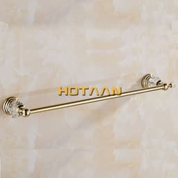 image-60cm Bathroom Single Towel Bar Towel Rack Towel Holder Solid stainless steel Golden Crystal Decoration Bathroom Accessories