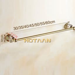 image-60cm Bathroom Single Towel Bar Towel Rack Towel Holder Solid stainless steel Golden Crystal Decoration Bathroom Accessories