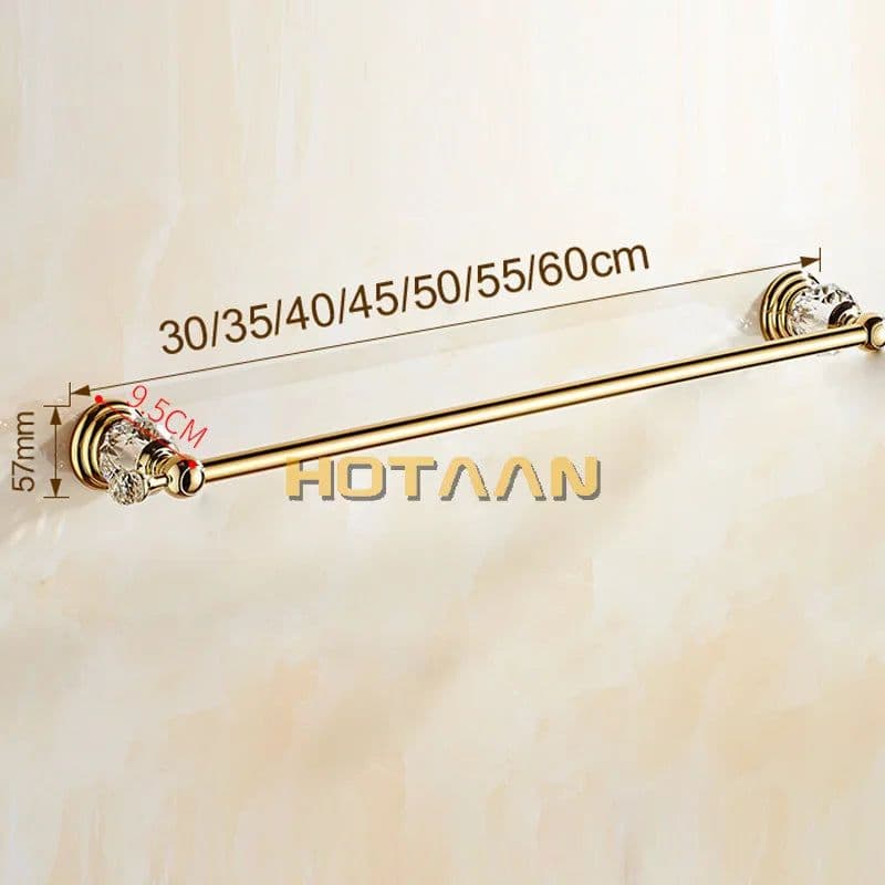 image-60cm Bathroom Single Towel Bar Towel Rack Towel Holder Solid stainless steel Golden Crystal Decoration Bathroom Accessories